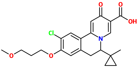 (image for) MC010340 10-Chloro-9-(3-methoxypropoxy)-6-(1-methylcyclopropyl)-2-oxo-6,7-dihydrobenzo[a]quinolizine-3-carboxylic acid
